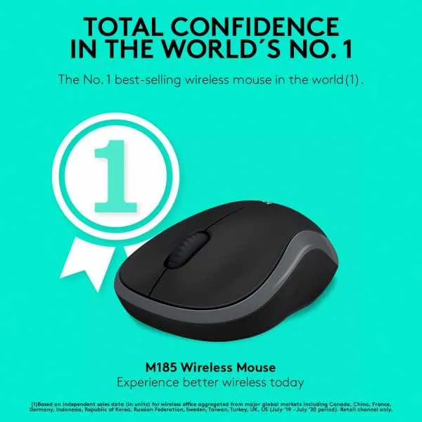 Logitech M185 Wireless Mouse, 2.4GHz with USB Mini Receiver