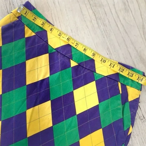 Loudmouth Ladies Carnivale  Golf Skort Size 2 Argyle Purple Green Yellow