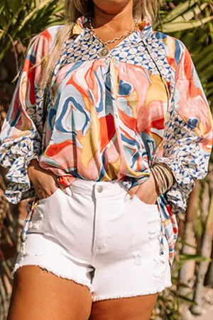 Multicolour Plus Size Raw Hem Distressed Denim Shorts