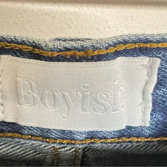 New Boyish Monty High Waist Denim Raw Edge Shorts in Miss Julie