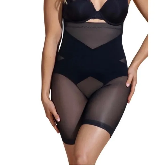 NEW HONEYLOVE SuperPower Short Runway Black Sheer Shapewear Size Small