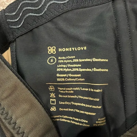 NEW HONEYLOVE SuperPower Short Runway Black Sheer Shapewear Size Small