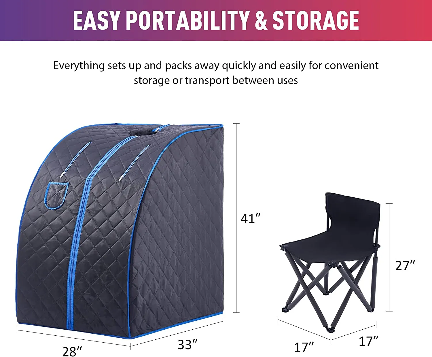 New in box! No Manual! CO-Z Portable Personal Aromatherapy Steam Sauna, great for Weight Loss, Detox, Relaxation! Dry and Steam Sauna Steamer, includes Folding Chair