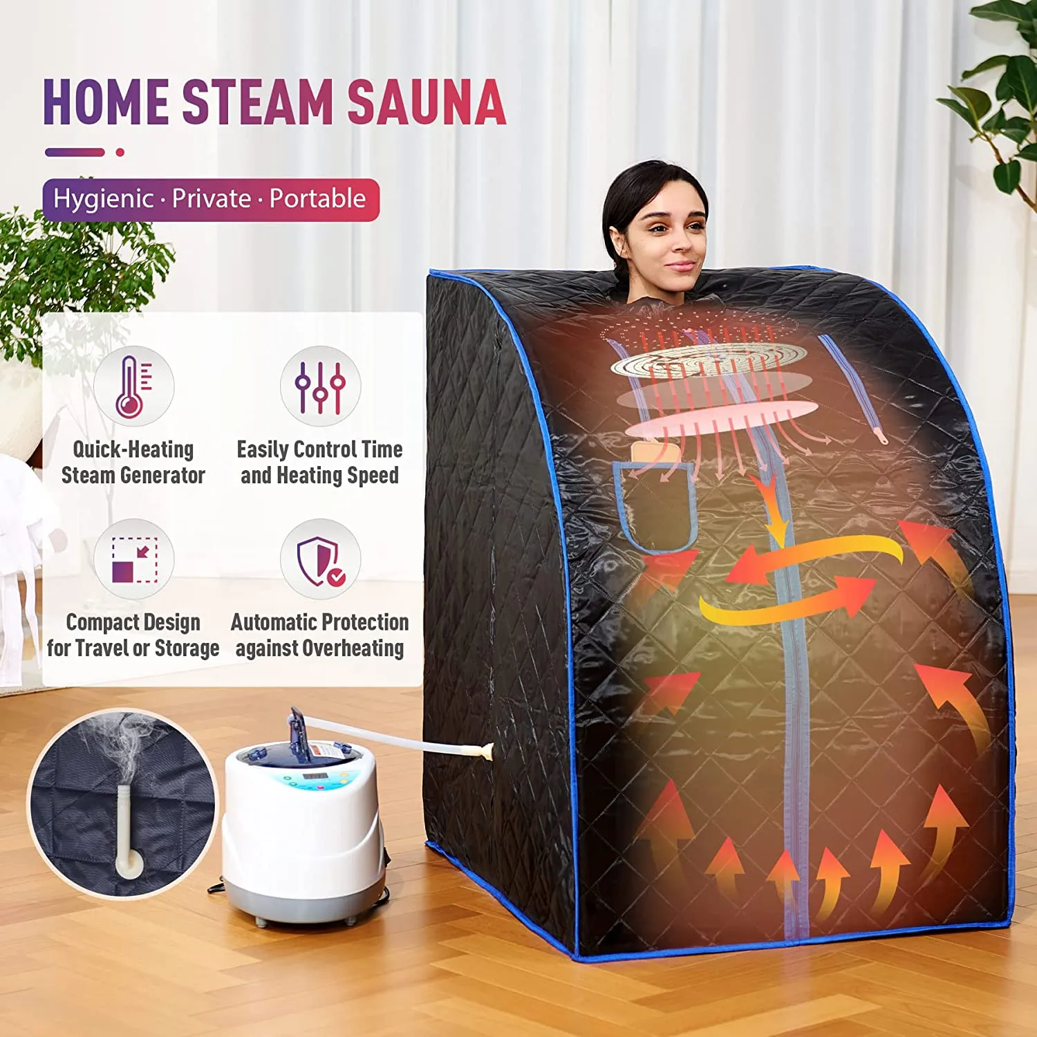 New in box! No Manual! CO-Z Portable Personal Aromatherapy Steam Sauna, great for Weight Loss, Detox, Relaxation! Dry and Steam Sauna Steamer, includes Folding Chair