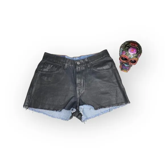 new LF Furst of a Kind ★ Levi's® 517’s® ★ Black Coated Cut Off Denim Shorts ★
