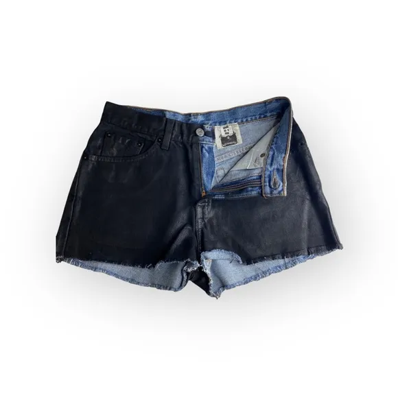 new LF Furst of a Kind ★ Levi's® 517’s® ★ Black Coated Cut Off Denim Shorts ★
