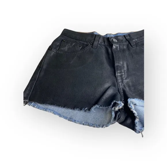 new LF Furst of a Kind ★ Levi's® 517’s® ★ Black Coated Cut Off Denim Shorts ★