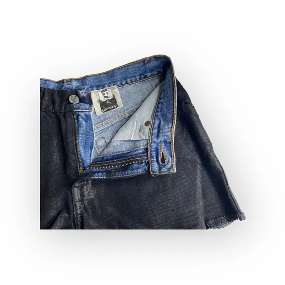 new LF Furst of a Kind ★ Levi's® 517’s® ★ Black Coated Cut Off Denim Shorts ★
