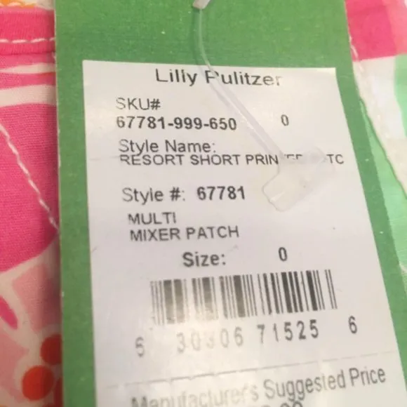 NWT $128 Lilly Pulitzer Women 0 Mixer Patch Short