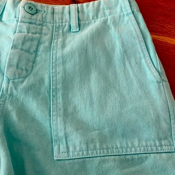 NWT Le Superbe Beach Crawler Aqua Blue Cut Off Shorts Size 4 Reg. $175