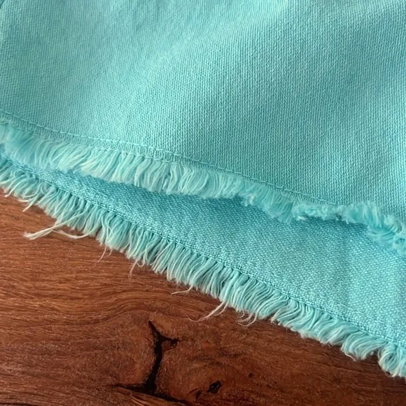 NWT Le Superbe Beach Crawler Aqua Blue Cut Off Shorts Size 4 Reg. $175