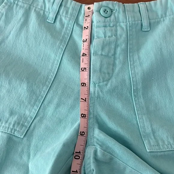 NWT Le Superbe Beach Crawler Aqua Blue Cut Off Shorts Size 4 Reg. $175