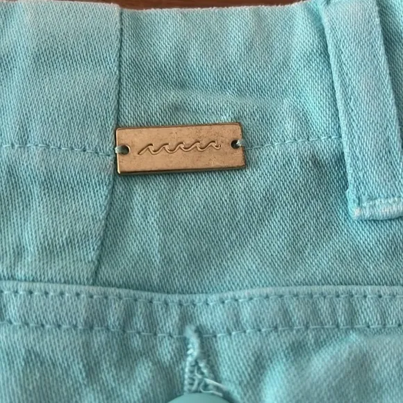 NWT Le Superbe Beach Crawler Aqua Blue Cut Off Shorts Size 4 Reg. $175