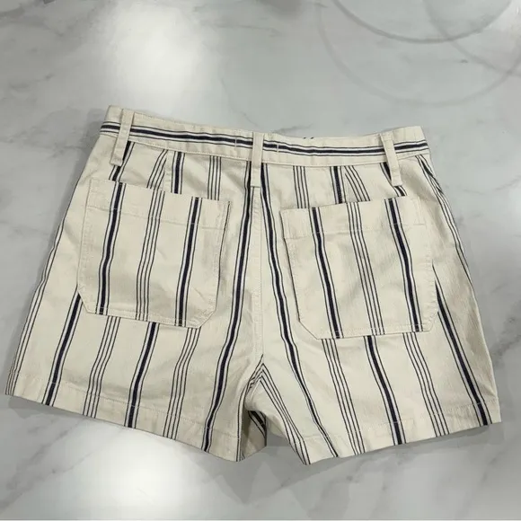 NWT Madewell Emmett High Rise Shorts in Stripe 31 Cotton Blend