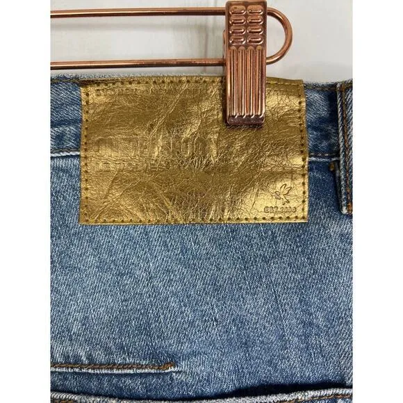 NWT One Teaspoons Johnny Blue Le Wolves Mid Length Denim Shorts Size 34