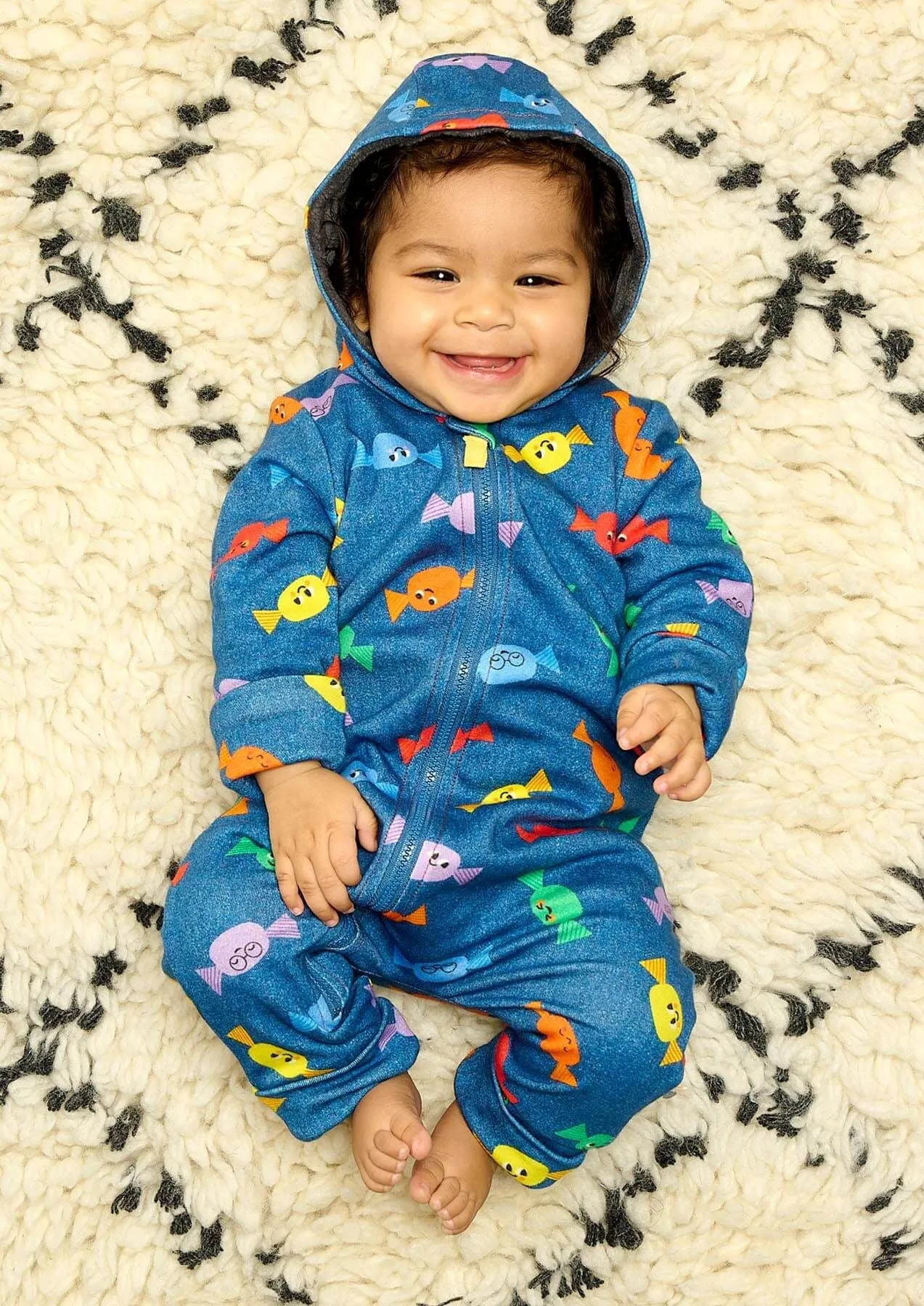 Peardrop - Denim Sweetie Onesie / Snowsuit Lined With Faux Fur