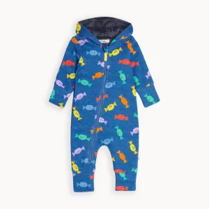 Peardrop - Denim Sweetie Onesie / Snowsuit Lined With Faux Fur