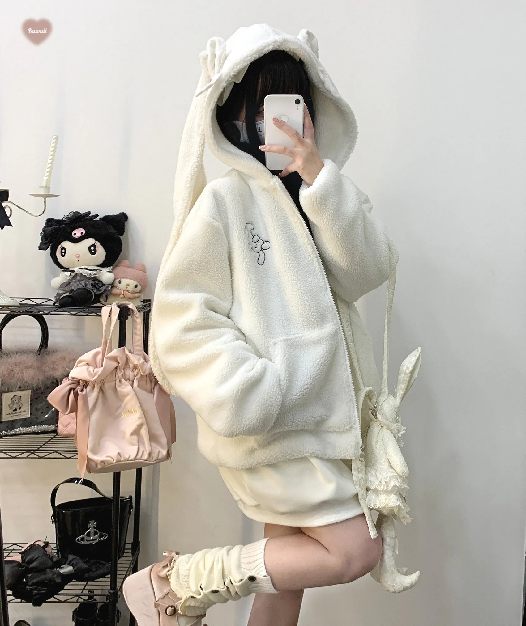 Plush Bunny Ear Embroidered Jacket UB99021