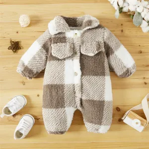 Plush Khaki Plaid Jumpsuit