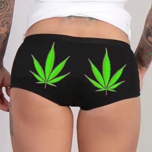 PTB7479 Pot Leaves Ladies Boy Shorts