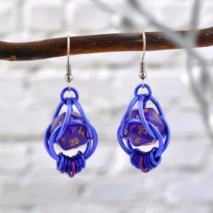 Purple Magic d20 Earrings