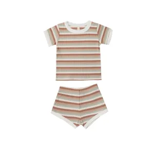 Quincy Mae Ribbed Shortie Set - Summer Stripe