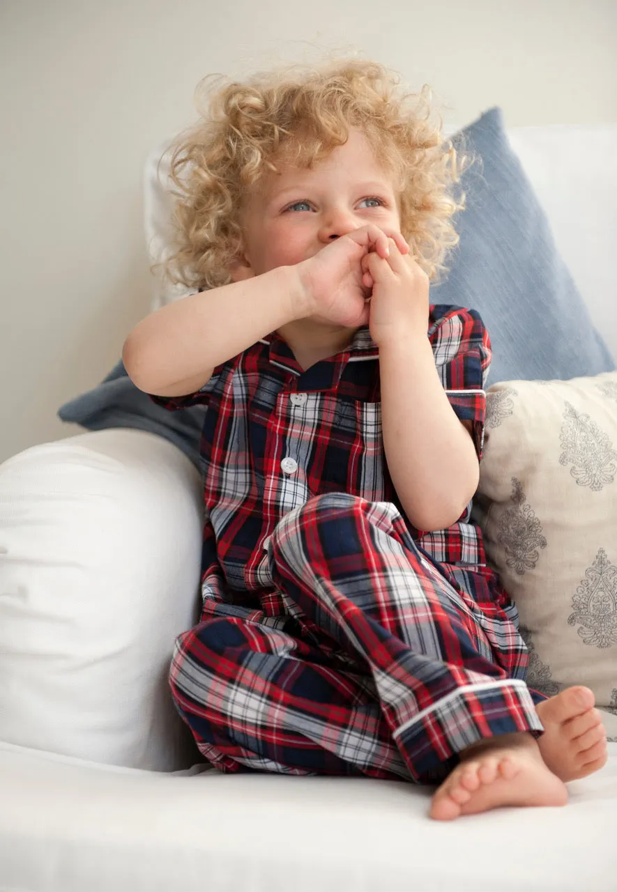 Red and Navy Check Summer Check Boys Pyjamas