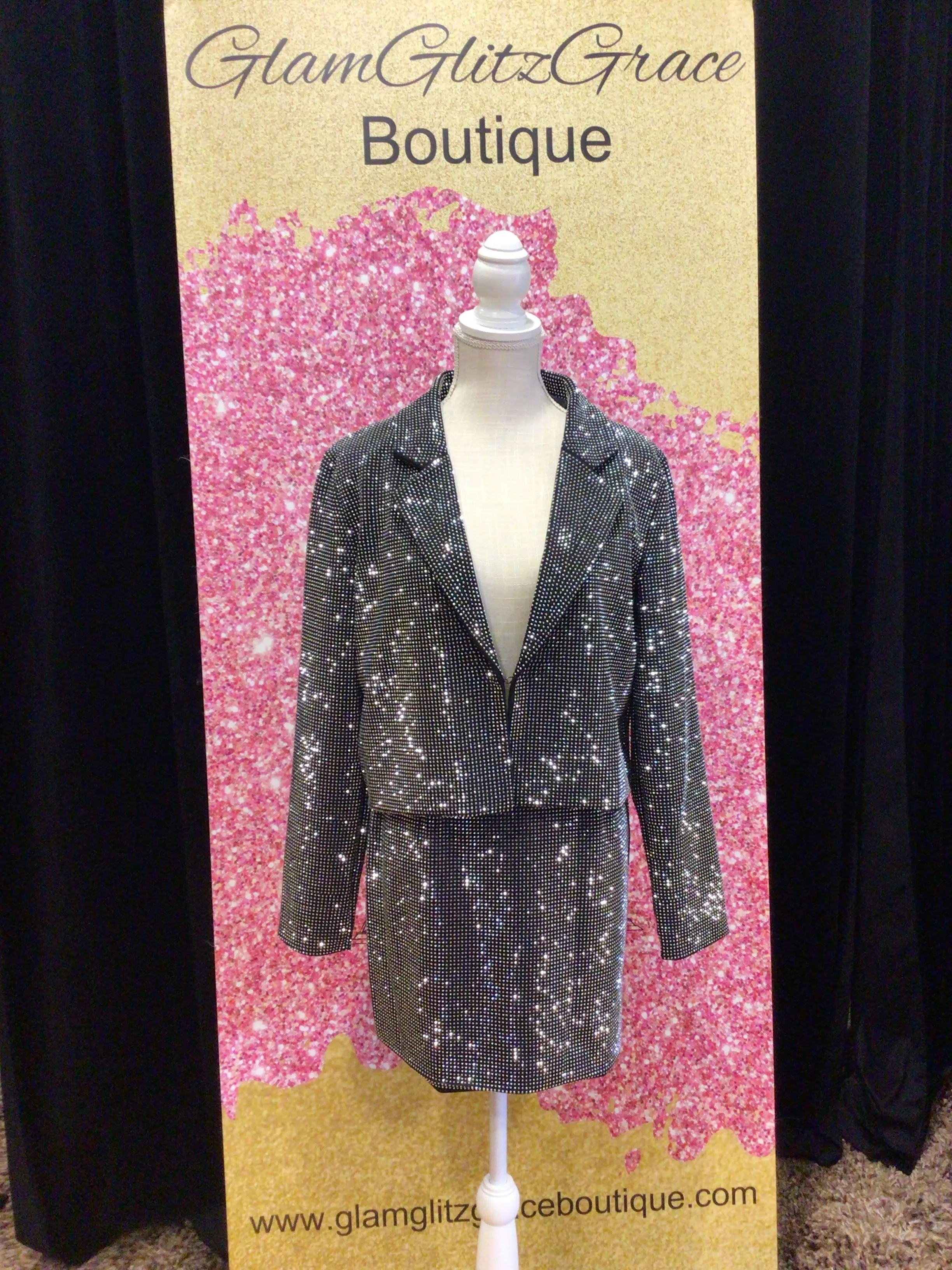 Rhinestone Studded Mini Skirt