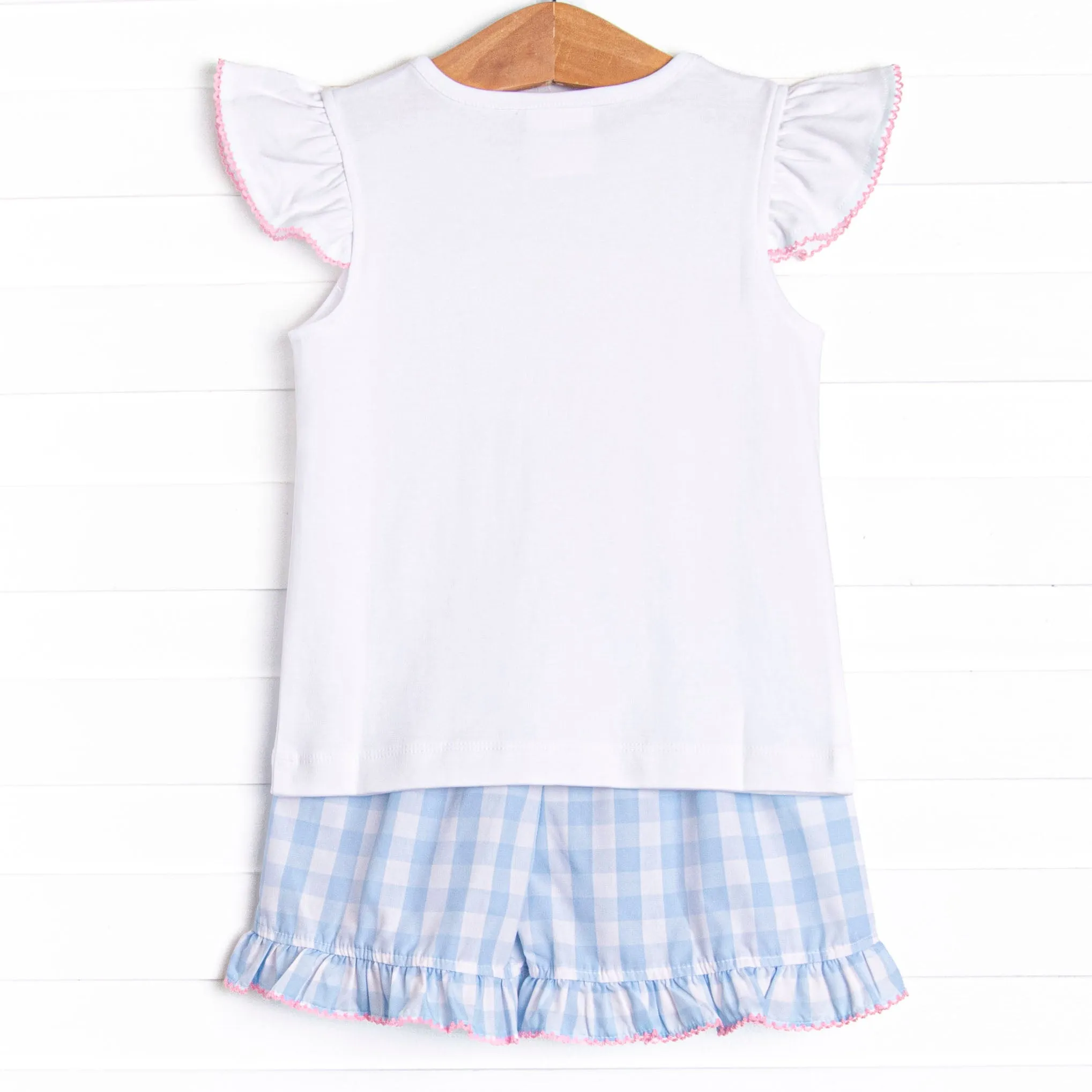 Royal Reign Smocked Ruffle Short Set, Blue