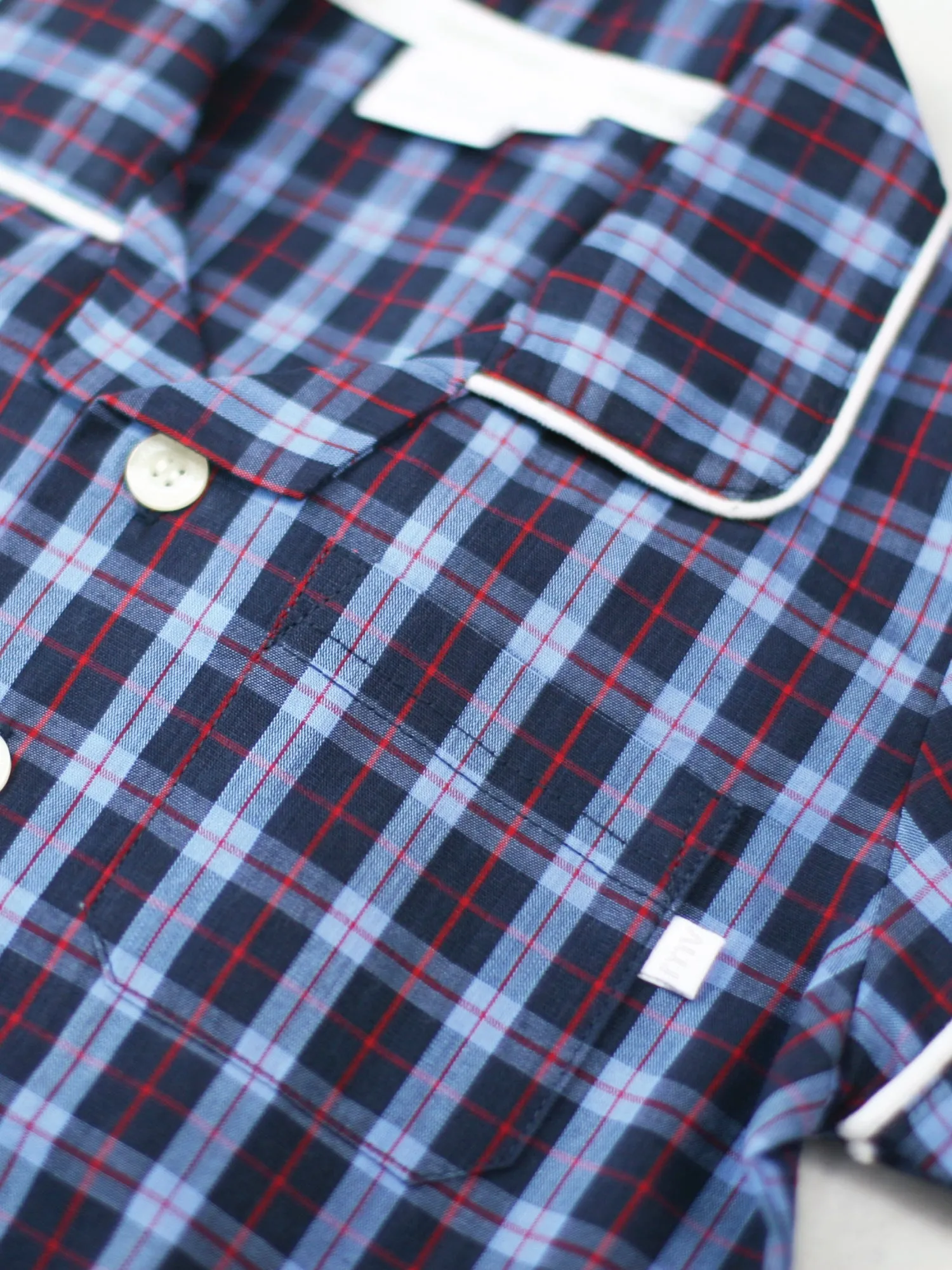 Summer Cotton Navy Check Traditional Pyjamas for Boys
