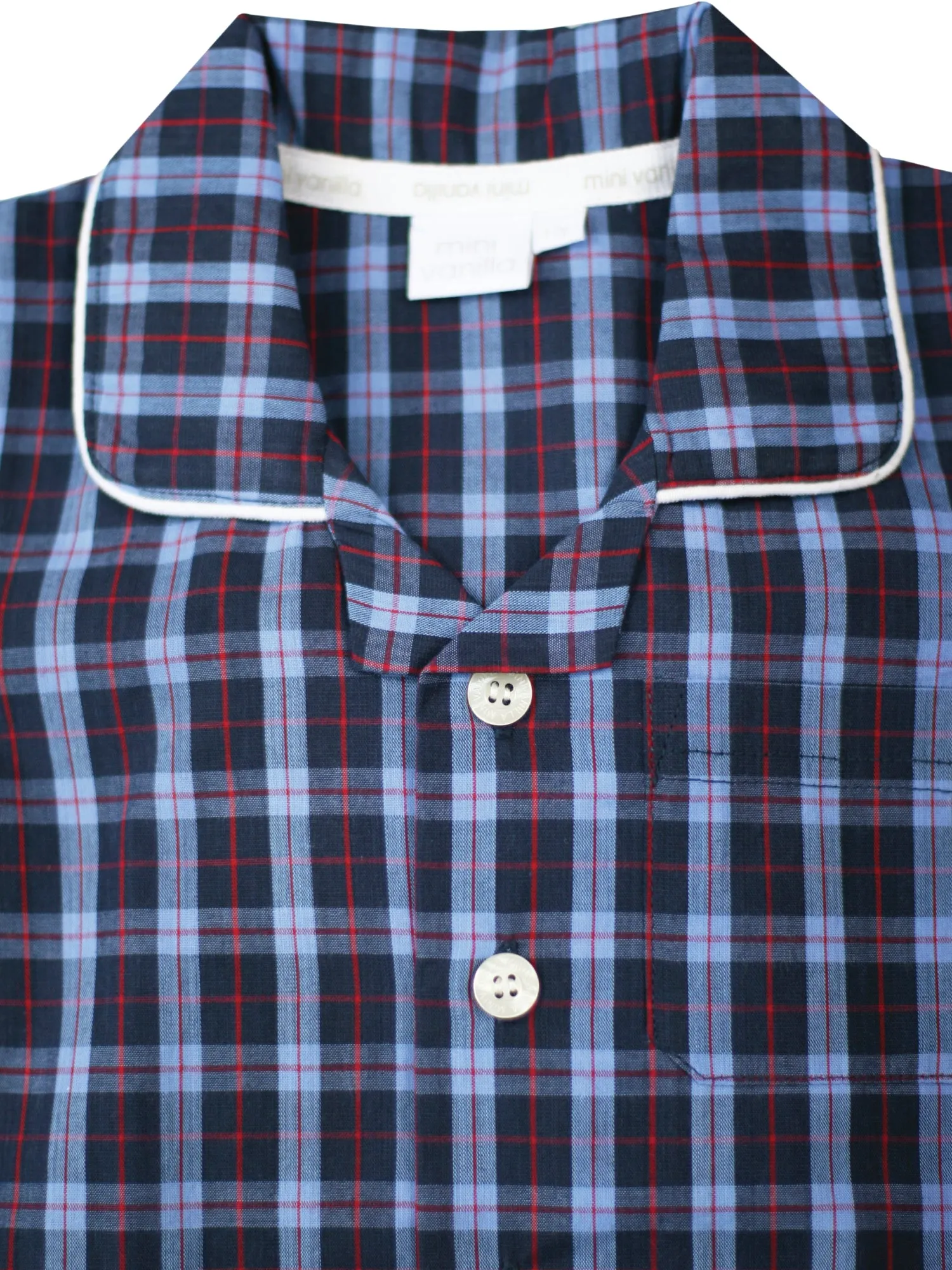 Summer Cotton Navy Check Traditional Pyjamas for Boys