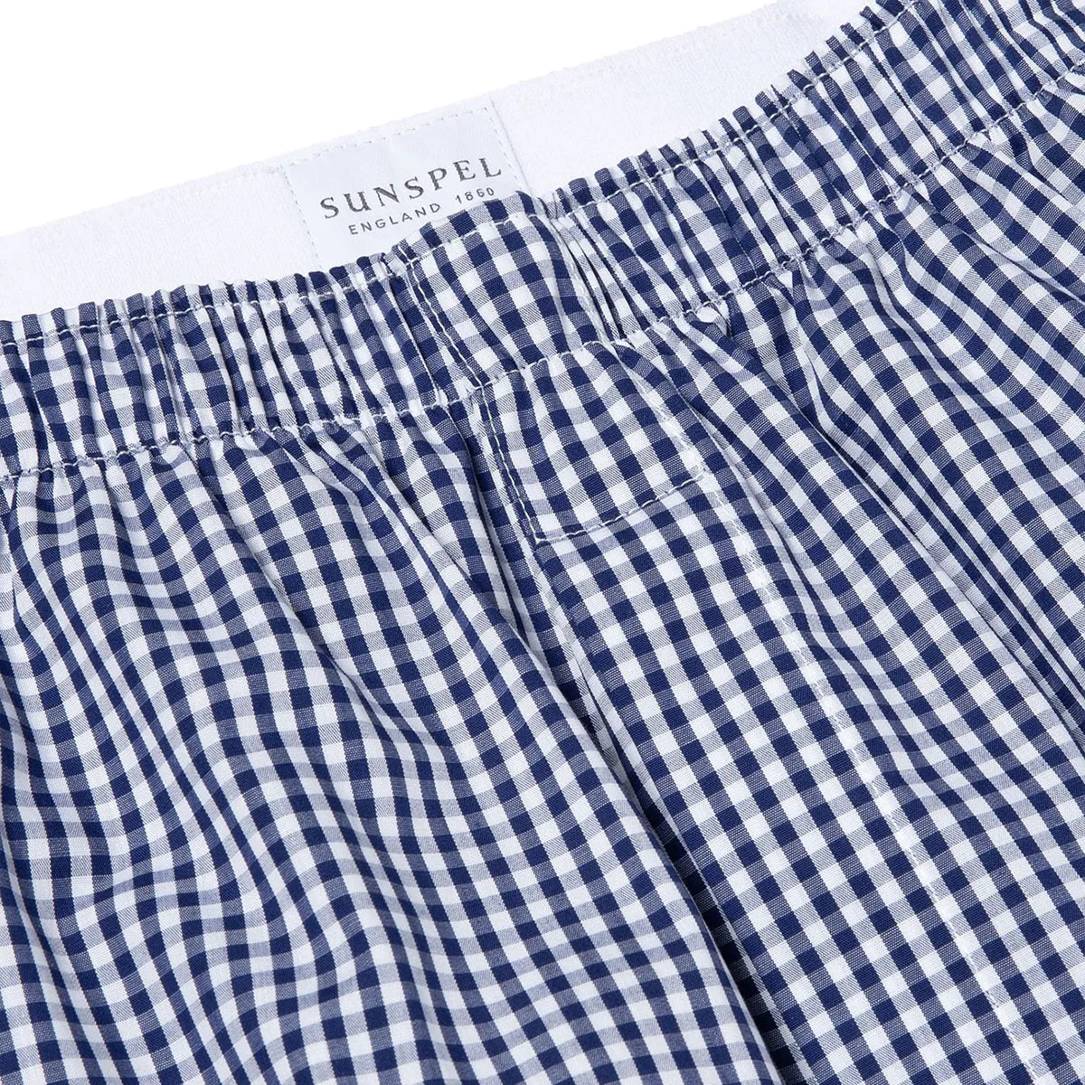 Sunspel Boxer Short Small Navy Gingham