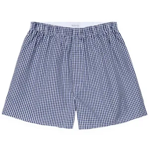 Sunspel Boxer Short Small Navy Gingham