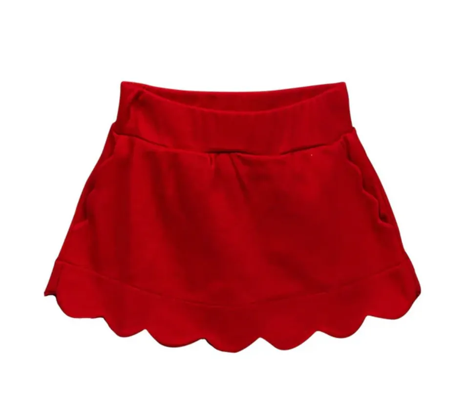 The Proper Peony Red Scallop Skort