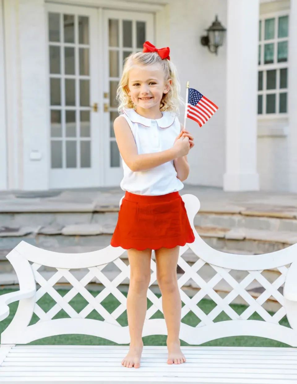 The Proper Peony Red Scallop Skort