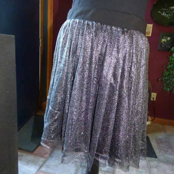 TORRID GOTH WEDDING NEW YEAR SHIMMER TULLE CHALLIS MINI SKATER SKIRT 1 1X 14 16