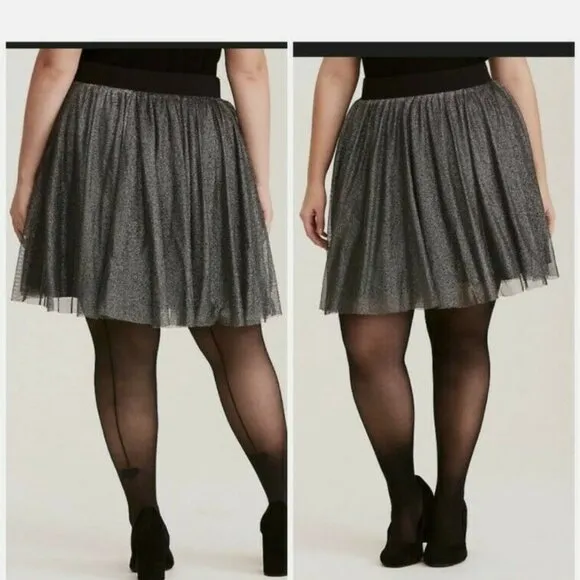 TORRID GOTH WEDDING NEW YEAR SHIMMER TULLE CHALLIS MINI SKATER SKIRT 1 1X 14 16