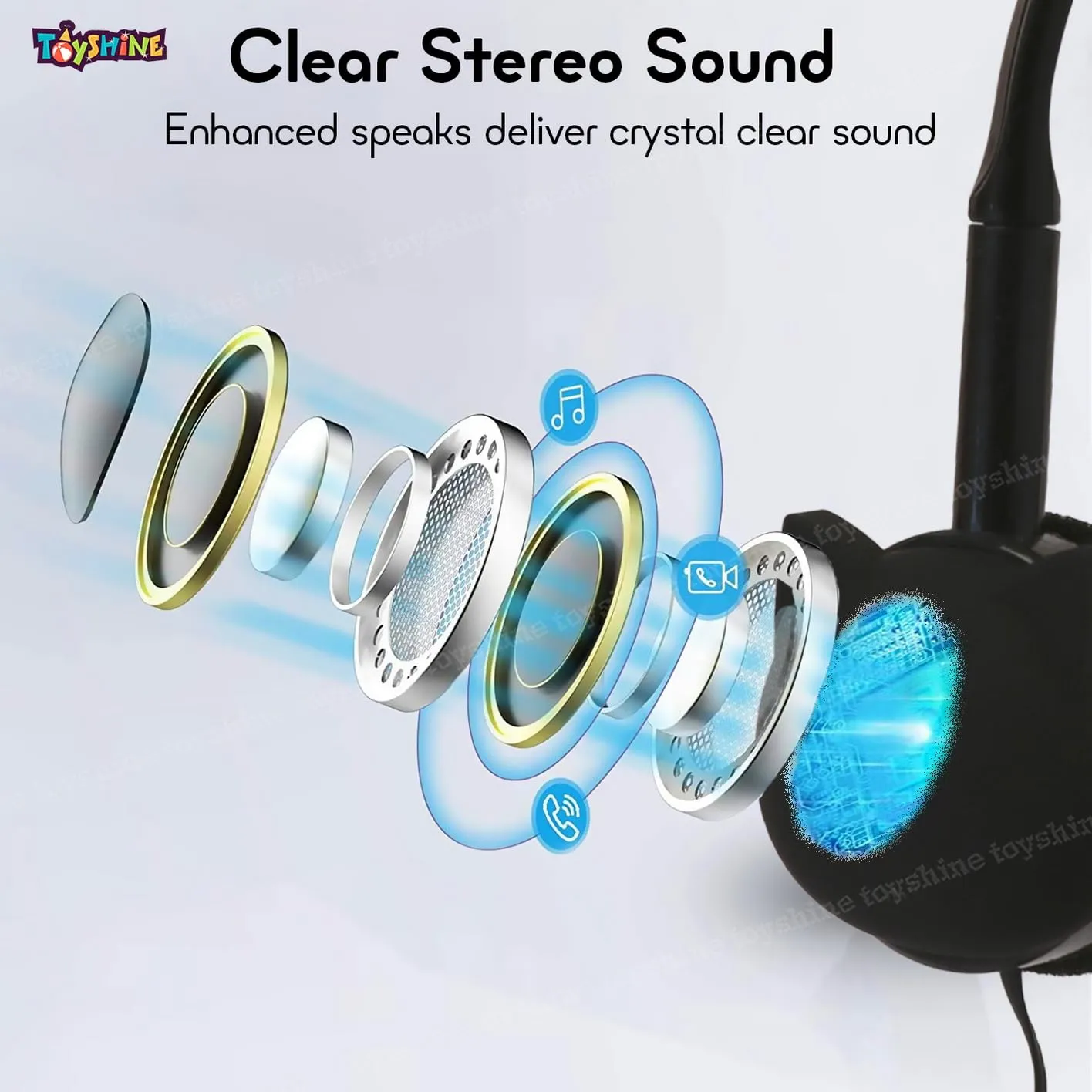 Toyshine Cat Design Headphone, Stereo with Mic Earphone, Stylish Headphones for Girls/Boys 3.5mm Jack On Ear Wired- Black