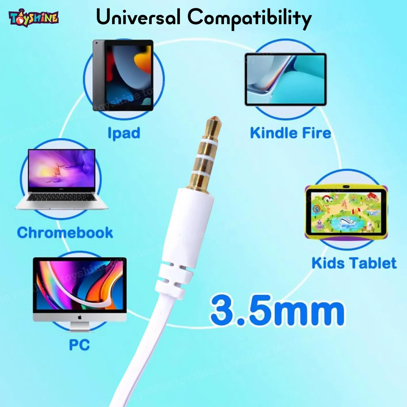Toyshine Cat Design Headphone, Stereo with Mic Earphone, Stylish Headphones for Girls/Boys 3.5mm Jack On Ear Wired- White