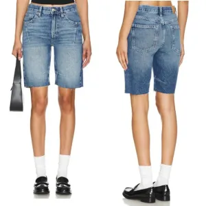 WE THE FREE By FREE PEOPLE Ghost Town Long Shorts Denim Size 31 Bodie Blue