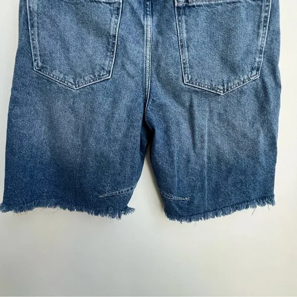 WE THE FREE By FREE PEOPLE Ghost Town Long Shorts Denim Size 31 Bodie Blue