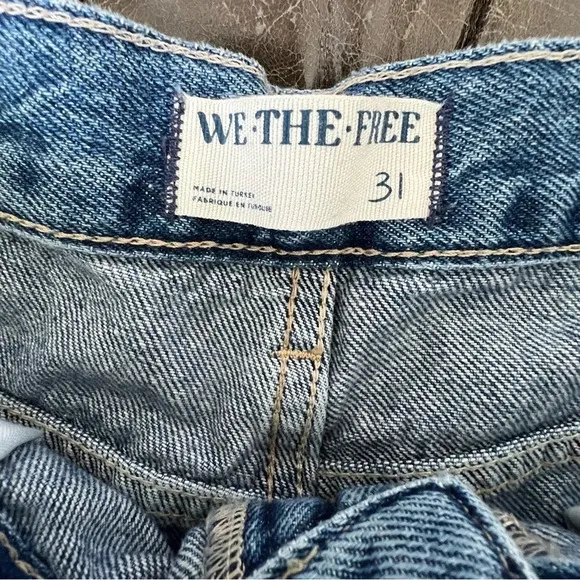 WE THE FREE By FREE PEOPLE Ghost Town Long Shorts Denim Size 31 Bodie Blue