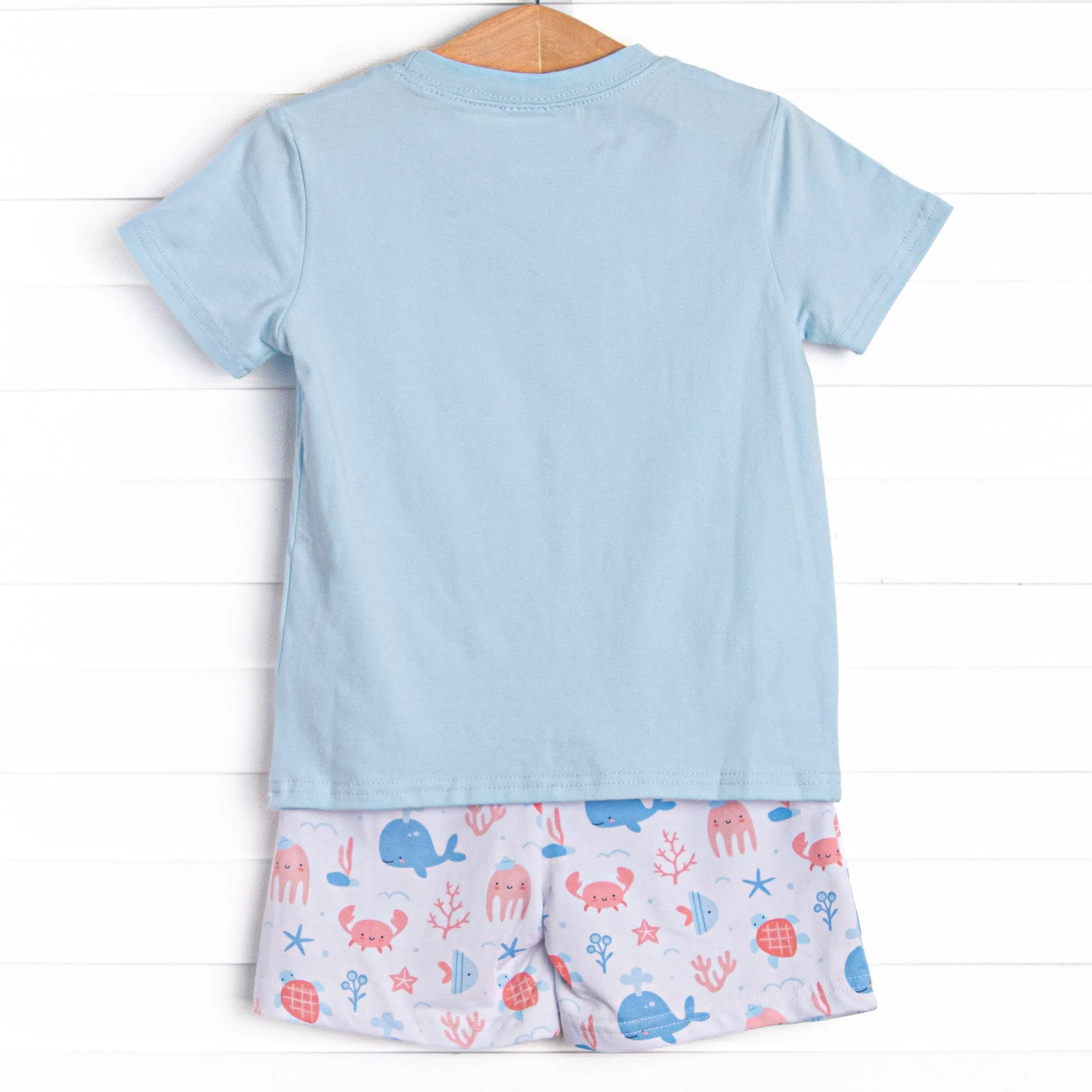 Whale-y Good Friends Short Set, Blue