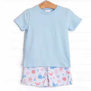 Whale-y Good Friends Short Set, Blue