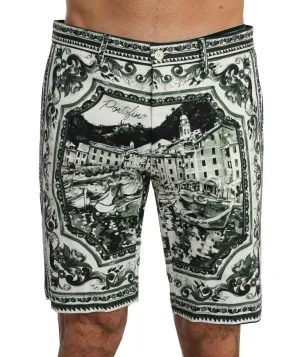 White Green Portofino Cotton Shorts