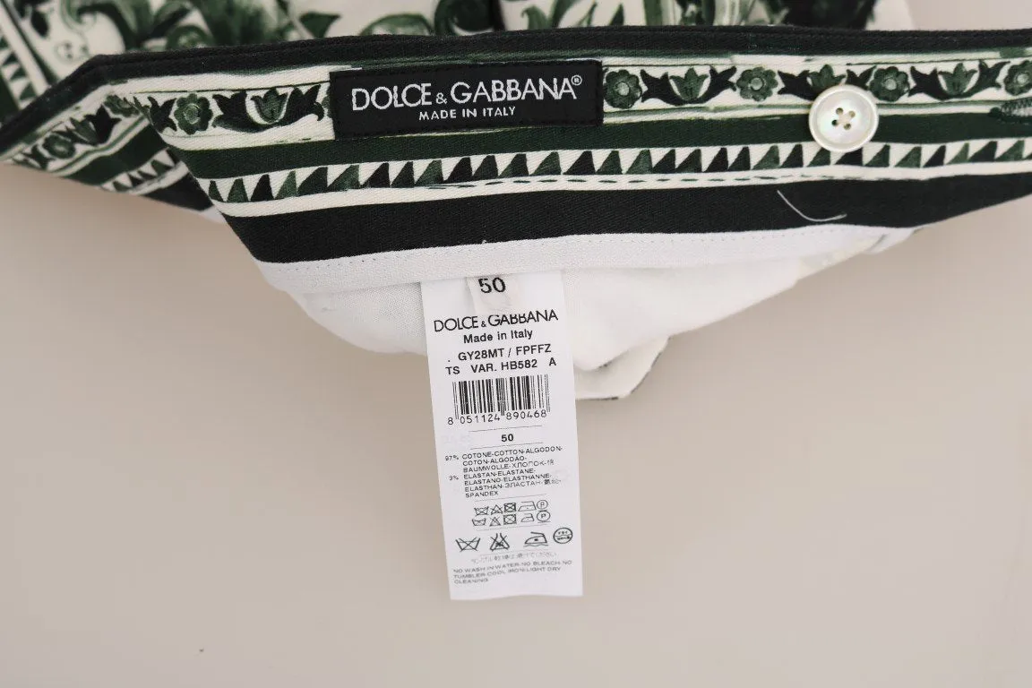 White Green Portofino Cotton Shorts