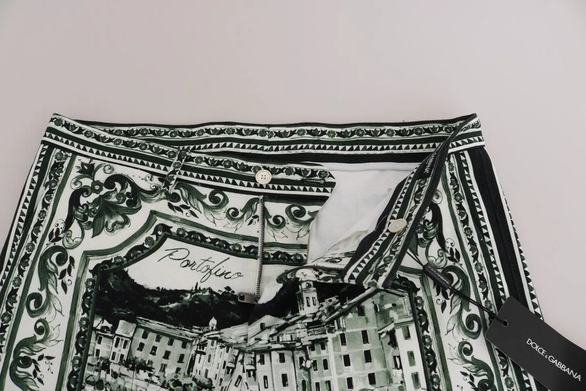 White Green Portofino Cotton Shorts