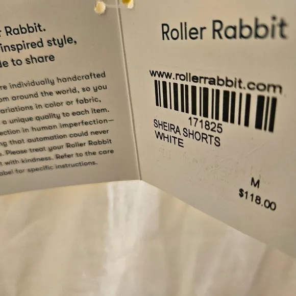 White Roberta Roller Rabbit Sheira shorts NWT, sz M