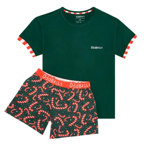 Womens Short Pyjamas - Candy Canes - Shorts and T-Shirt