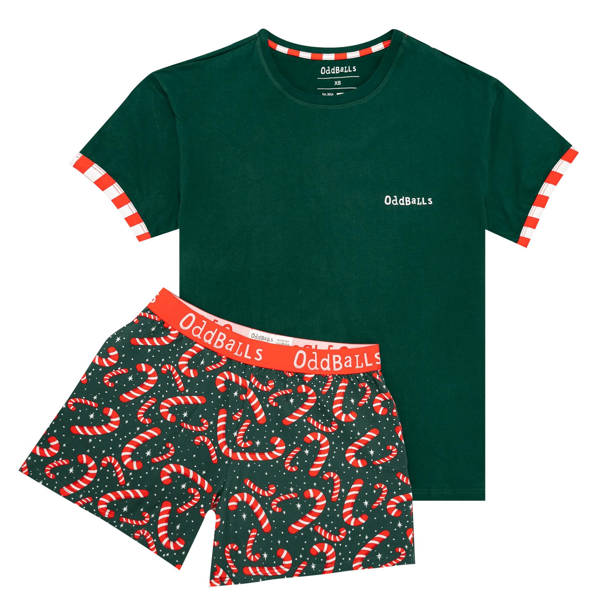 Womens Short Pyjamas - Candy Canes - Shorts and T-Shirt